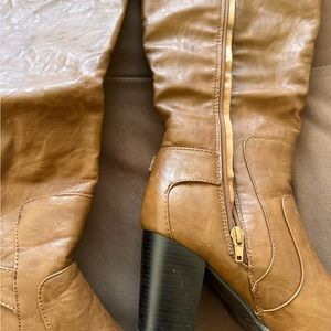 Wide calf boots - Cognac